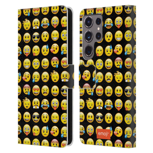 emoji® Smileys Pattern Leather Book Wallet Case Cover For Samsung Galaxy S24 Ultra 5G