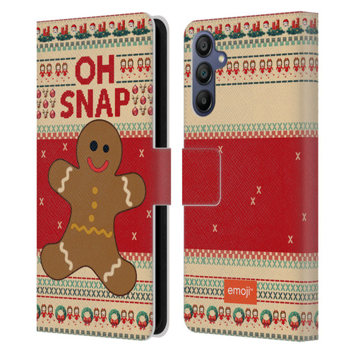 emoji® Ugly Christmas Gingerbread Leather Book Wallet Case Cover For Samsung Galaxy A15