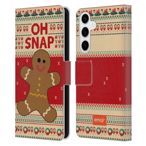 emoji® Ugly Christmas Gingerbread Leather Book Wallet Case Cover For Samsung Galaxy S24+ 5G