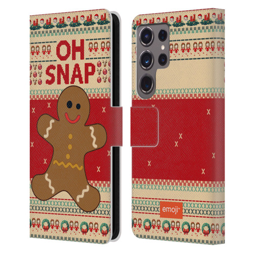 emoji® Ugly Christmas Gingerbread Leather Book Wallet Case Cover For Samsung Galaxy S24 Ultra 5G