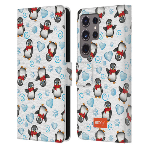 emoji® Winter Wonderland Penguins Leather Book Wallet Case Cover For Samsung Galaxy S24 Ultra 5G