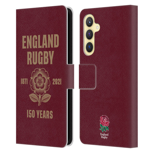 England Rugby Union 150th Anniversary Red Leather Book Wallet Case Cover For Samsung Galaxy S23 FE 5G