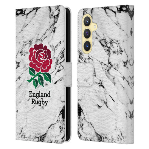England Rugby Union Marble White Leather Book Wallet Case Cover For Samsung Galaxy S23 FE 5G