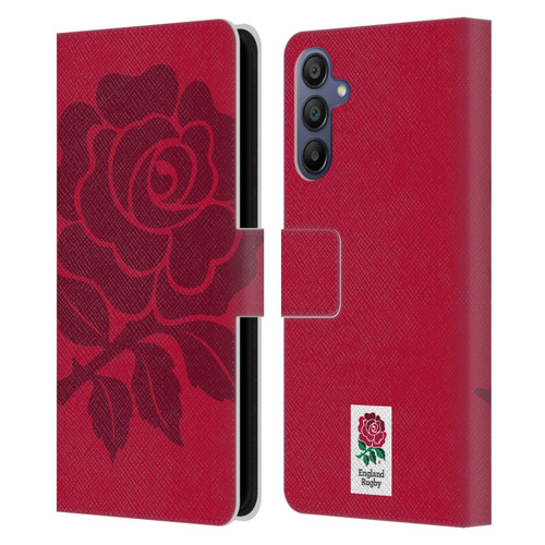 England Rugby Union 2016/17 The Rose Mono Rose Leather Book Wallet Case Cover For Samsung Galaxy A15