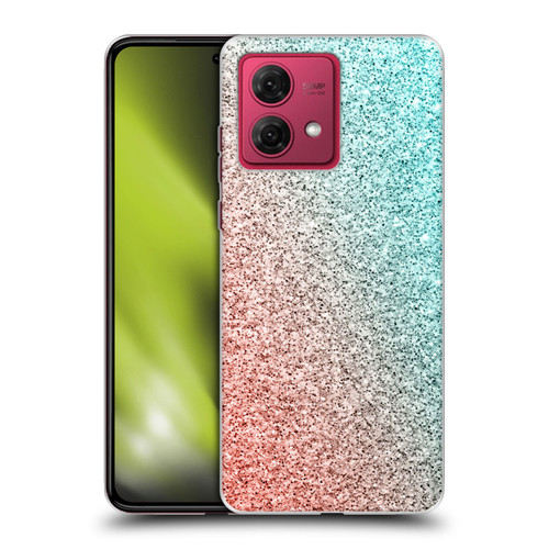 PLdesign Sparkly Coral Coral Pink Viridian Green Soft Gel Case for Motorola Moto G84 5G