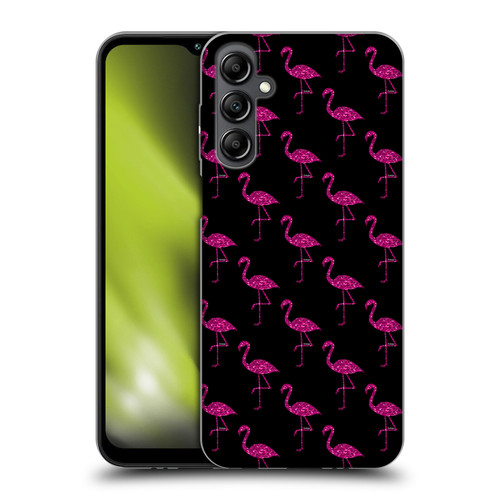 PLdesign Sparkly Flamingo Pink Pattern On Black Soft Gel Case for Samsung Galaxy M14 5G