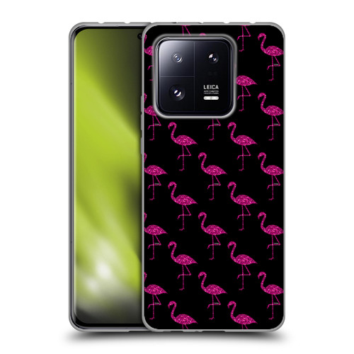 PLdesign Sparkly Flamingo Pink Pattern On Black Soft Gel Case for Xiaomi 13 Pro 5G