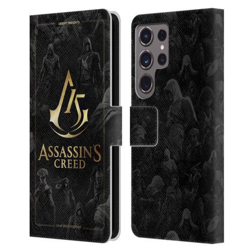 Assassin's Creed 15th Anniversary Graphics Crest Key Art Leather Book Wallet Case Cover For Samsung Galaxy S24 Ultra 5G