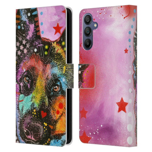 Dean Russo Dogs German Shepherd Leather Book Wallet Case Cover For Samsung Galaxy A15
