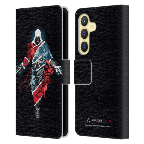 Assassin's Creed Legacy Character Artwork Double Exposure Leather Book Wallet Case Cover For Samsung Galaxy S24 5G