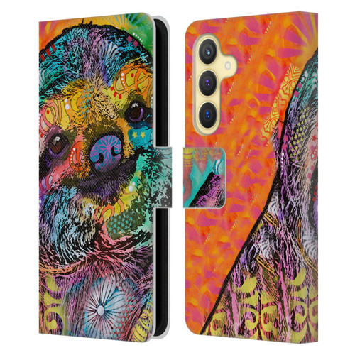 Dean Russo Wildlife 3 Sloth Leather Book Wallet Case Cover For Samsung Galaxy S24 5G
