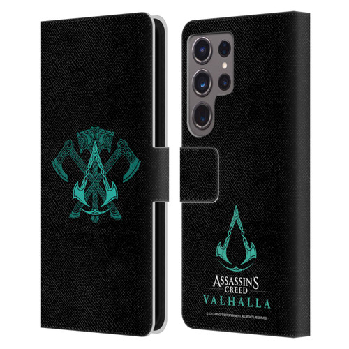 Assassin's Creed Valhalla Symbols And Patterns ACV Weapons Leather Book Wallet Case Cover For Samsung Galaxy S24 Ultra 5G
