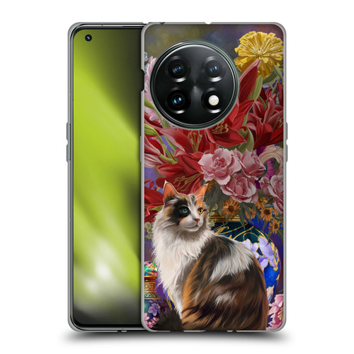 Nene Thomas Art Cat With Bouquet Of Flowers Soft Gel Case for OnePlus 11 5G