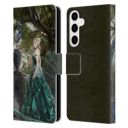 Nene Thomas Art Peacock & Princess In Emerald Leather Book Wallet Case Cover For Samsung Galaxy S24+ 5G