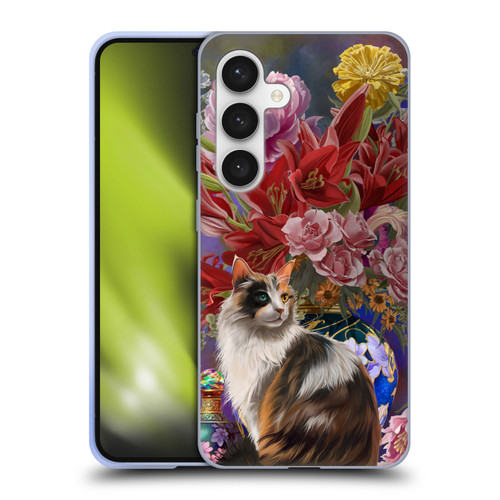 Nene Thomas Art Cat With Bouquet Of Flowers Soft Gel Case for Samsung Galaxy S24 5G