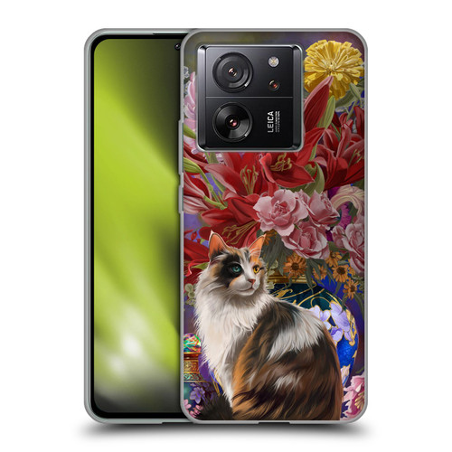 Nene Thomas Art Cat With Bouquet Of Flowers Soft Gel Case for Xiaomi 13T 5G / 13T Pro 5G