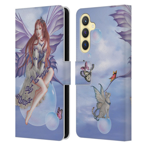 Nene Thomas Bubbles Purple Lace Fairy On Cat Leather Book Wallet Case Cover For Samsung Galaxy S23 FE 5G