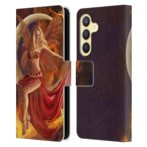 Nene Thomas Crescents Fire Fairy On Moon Phoenix Leather Book Wallet Case Cover For Samsung Galaxy S24 5G