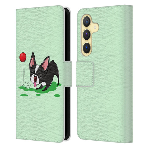Grace Illustration Dogs Boston Terrier Leather Book Wallet Case Cover For Samsung Galaxy S24 5G