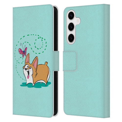Grace Illustration Dogs Corgi Leather Book Wallet Case Cover For Samsung Galaxy S24+ 5G