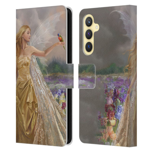 Nene Thomas Deep Forest Gold Angel Fairy With Bird Leather Book Wallet Case Cover For Samsung Galaxy S23 FE 5G