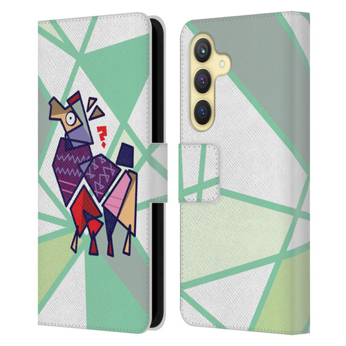 Grace Illustration Llama Cubist Leather Book Wallet Case Cover For Samsung Galaxy S24 5G