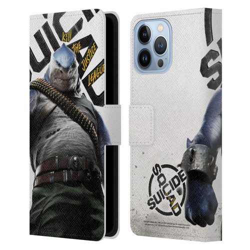 Suicide Squad: Kill The Justice League Key Art King Shark Leather Book Wallet Case Cover For Apple iPhone 13 Pro Max