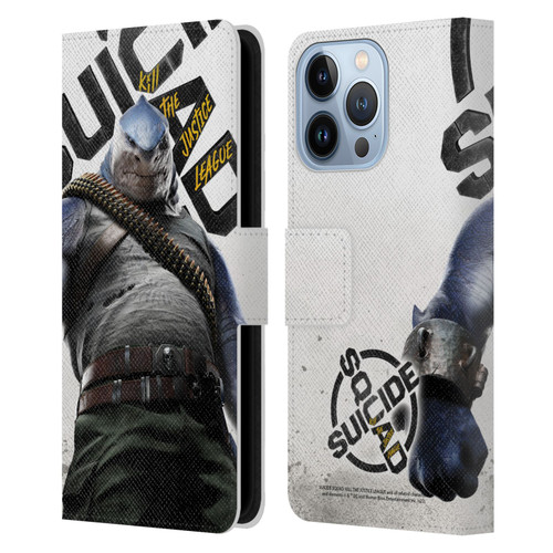 Suicide Squad: Kill The Justice League Key Art King Shark Leather Book Wallet Case Cover For Apple iPhone 13 Pro