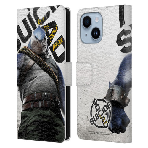 Suicide Squad: Kill The Justice League Key Art King Shark Leather Book Wallet Case Cover For Apple iPhone 14 Plus