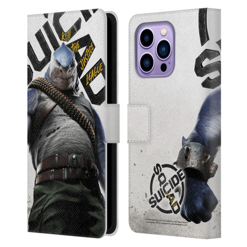 Suicide Squad: Kill The Justice League Key Art King Shark Leather Book Wallet Case Cover For Apple iPhone 14 Pro Max