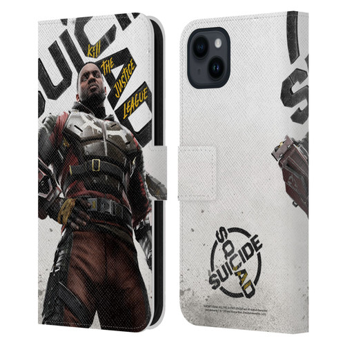 Suicide Squad: Kill The Justice League Key Art Deadshot Leather Book Wallet Case Cover For Apple iPhone 15 Plus