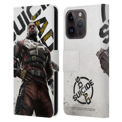 Suicide Squad: Kill The Justice League Key Art Deadshot Leather Book Wallet Case Cover For Apple iPhone 15 Pro