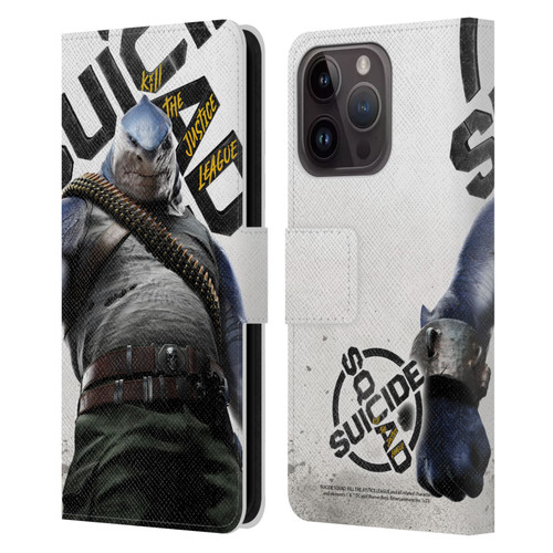 Suicide Squad: Kill The Justice League Key Art King Shark Leather Book Wallet Case Cover For Apple iPhone 15 Pro