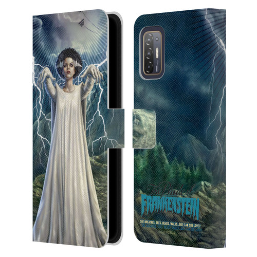 Universal Monsters The Bride Of Frankenstein But Can She Love? Leather Book Wallet Case Cover For HTC Desire 21 Pro 5G