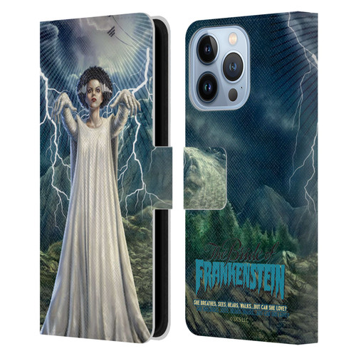 Universal Monsters The Bride Of Frankenstein But Can She Love? Leather Book Wallet Case Cover For Apple iPhone 13 Pro