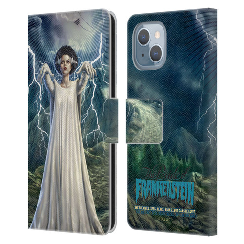 Universal Monsters The Bride Of Frankenstein But Can She Love? Leather Book Wallet Case Cover For Apple iPhone 14