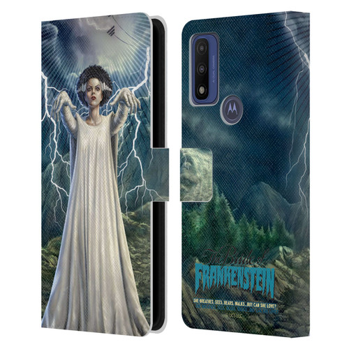 Universal Monsters The Bride Of Frankenstein But Can She Love? Leather Book Wallet Case Cover For Motorola G Pure