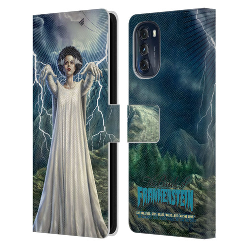 Universal Monsters The Bride Of Frankenstein But Can She Love? Leather Book Wallet Case Cover For Motorola Moto G (2022)