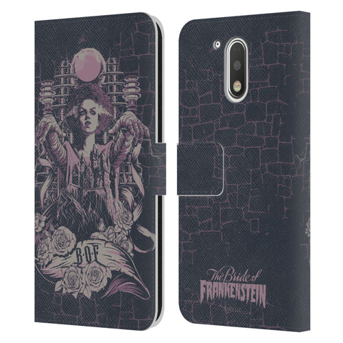 Universal Monsters The Bride Of Frankenstein B.O.F Leather Book Wallet Case Cover For Motorola Moto G41