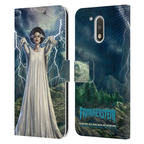 Universal Monsters The Bride Of Frankenstein But Can She Love? Leather Book Wallet Case Cover For Motorola Moto G41