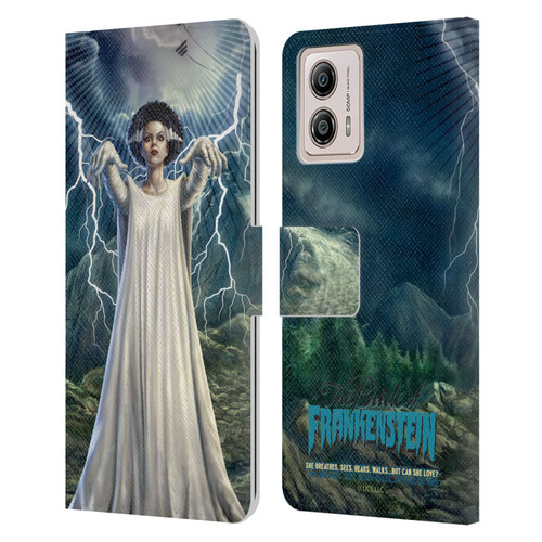 Universal Monsters The Bride Of Frankenstein But Can She Love? Leather Book Wallet Case Cover For Motorola Moto G53 5G