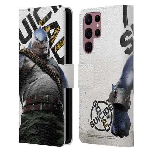 Suicide Squad: Kill The Justice League Key Art King Shark Leather Book Wallet Case Cover For Samsung Galaxy S22 Ultra 5G
