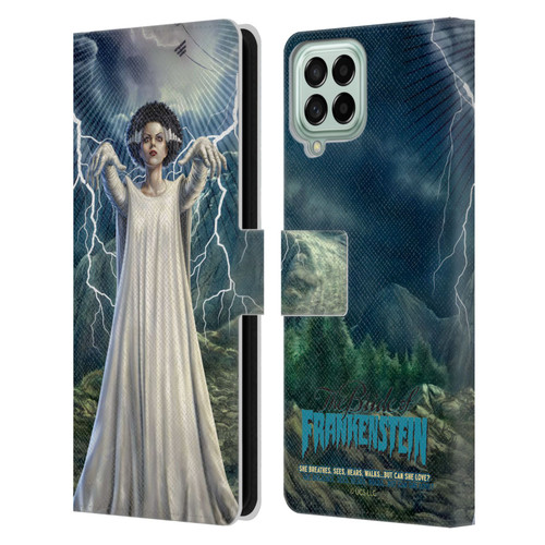 Universal Monsters The Bride Of Frankenstein But Can She Love? Leather Book Wallet Case Cover For Samsung Galaxy M33 (2022)