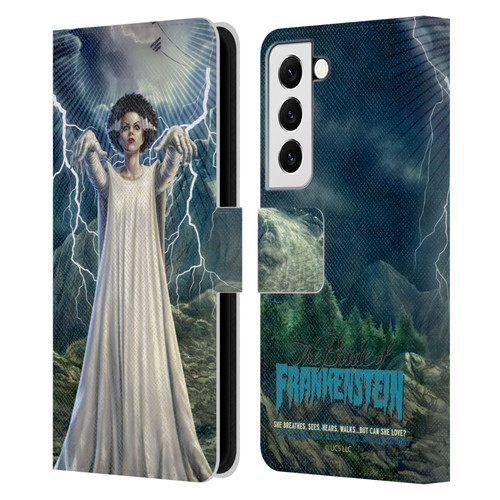 Universal Monsters The Bride Of Frankenstein But Can She Love? Leather Book Wallet Case Cover For Samsung Galaxy S22 5G