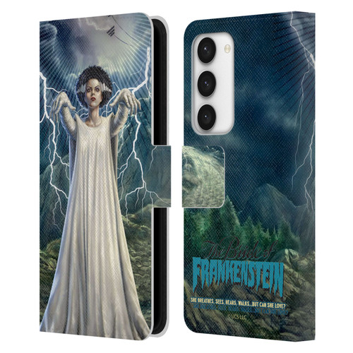 Universal Monsters The Bride Of Frankenstein But Can She Love? Leather Book Wallet Case Cover For Samsung Galaxy S23 5G