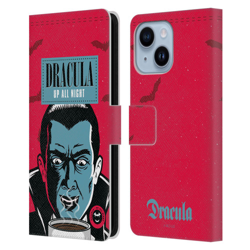Universal Monsters Dracula Up All Night Leather Book Wallet Case Cover For Apple iPhone 14 Plus
