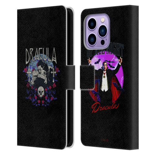 Universal Monsters Dracula Bite Leather Book Wallet Case Cover For Apple iPhone 14 Pro Max