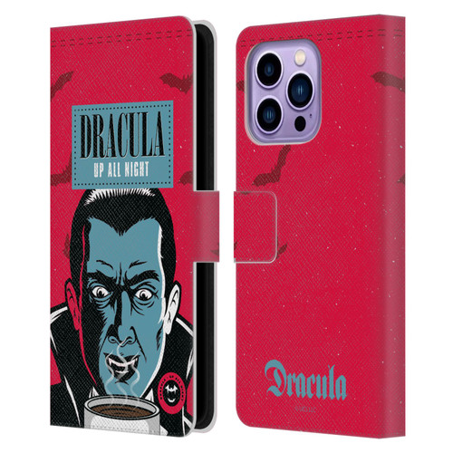 Universal Monsters Dracula Up All Night Leather Book Wallet Case Cover For Apple iPhone 14 Pro Max