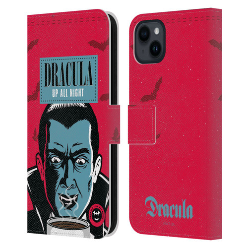 Universal Monsters Dracula Up All Night Leather Book Wallet Case Cover For Apple iPhone 15 Plus