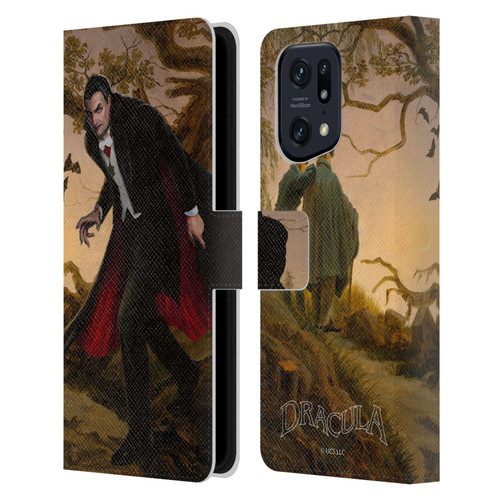 Universal Monsters Dracula Portrait Leather Book Wallet Case Cover For OPPO Find X5 Pro